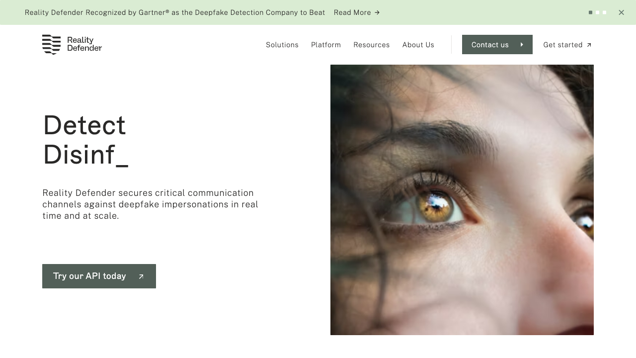 Reality Defender Landing-Page – multimodale Deepfake-Detection