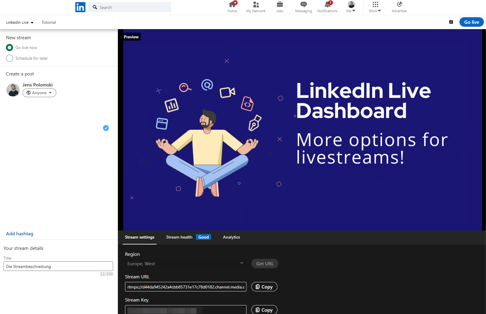 New LinkedIn Live Dashboard · jens.marketing