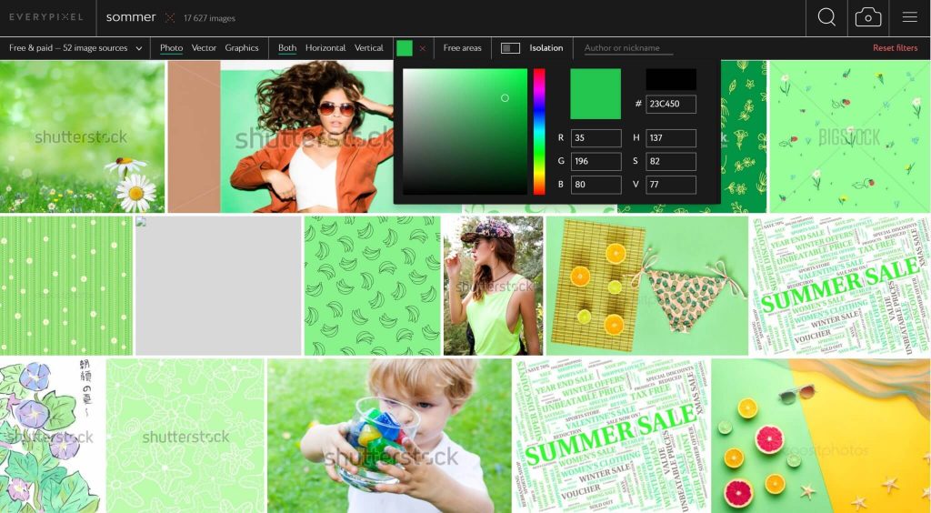 Everypixel Filteransicht Grün