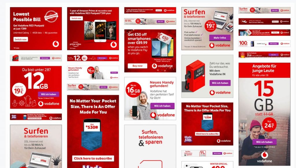 Moat.com Anzeige von Vodafone Werbeanzeigen