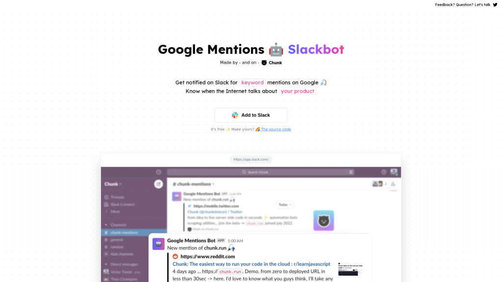 Google Mentions Slack Bot Screenshot