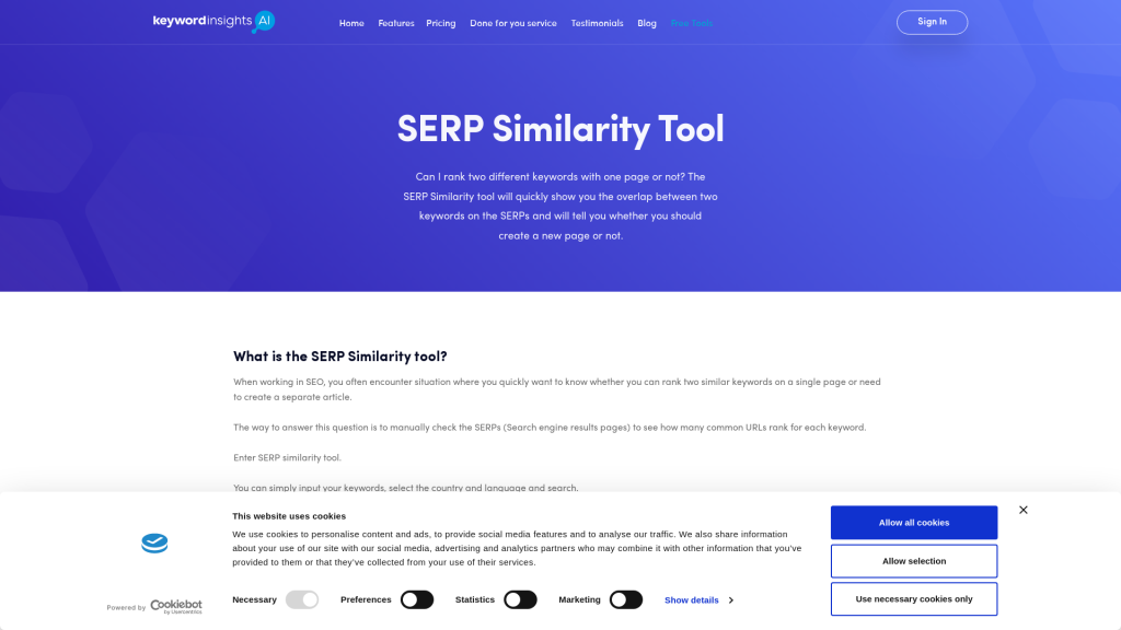 SERP Similarity Tool Screenshot