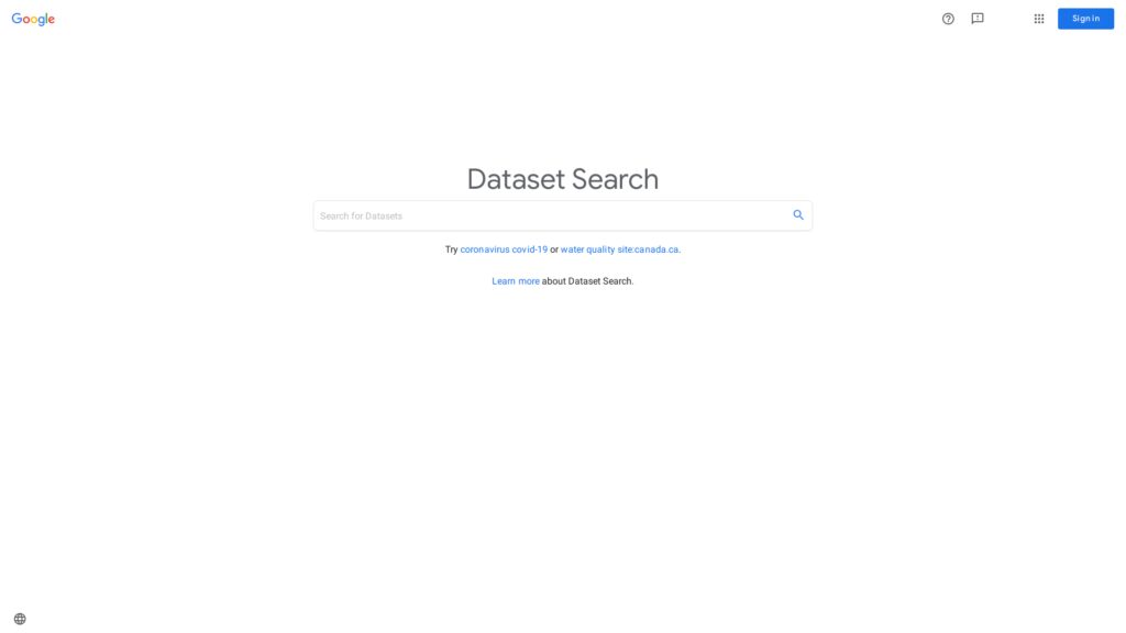 Google Dataset Search Screenshot
