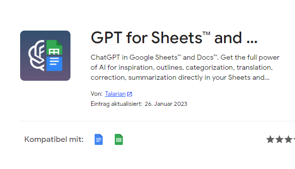 GPT3 in Google Sheets nutzen 1