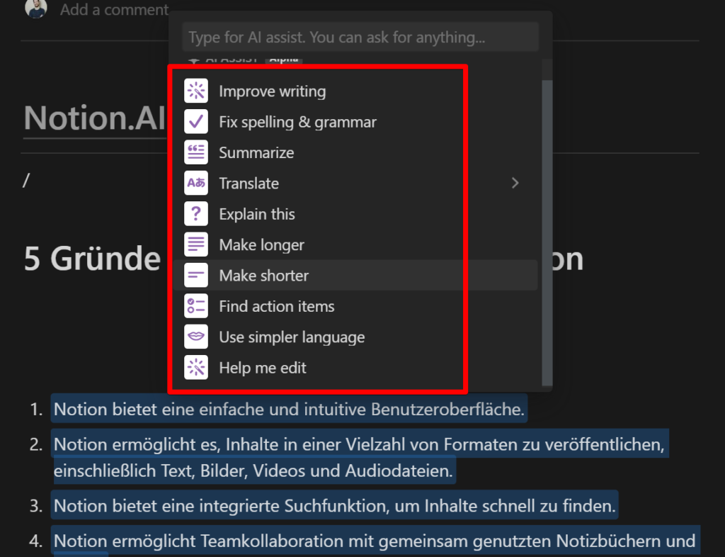 NotionAI - KI-Funktionen für Notion 3
