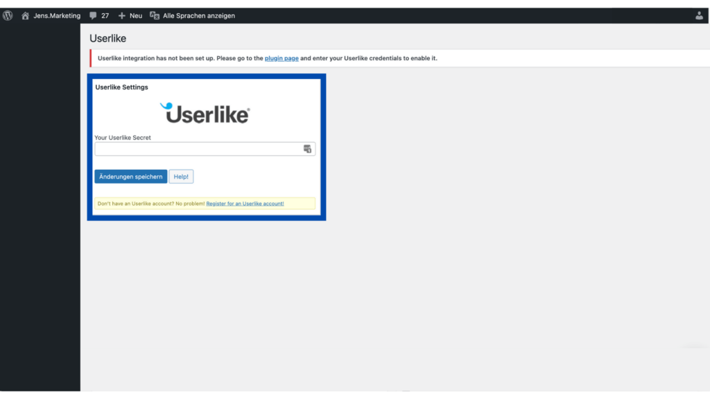 Userlike WordPress Plugin Screenshot