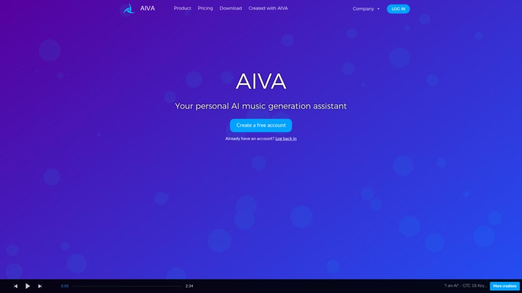 AIVA - KI Musik Generator Screenshot
