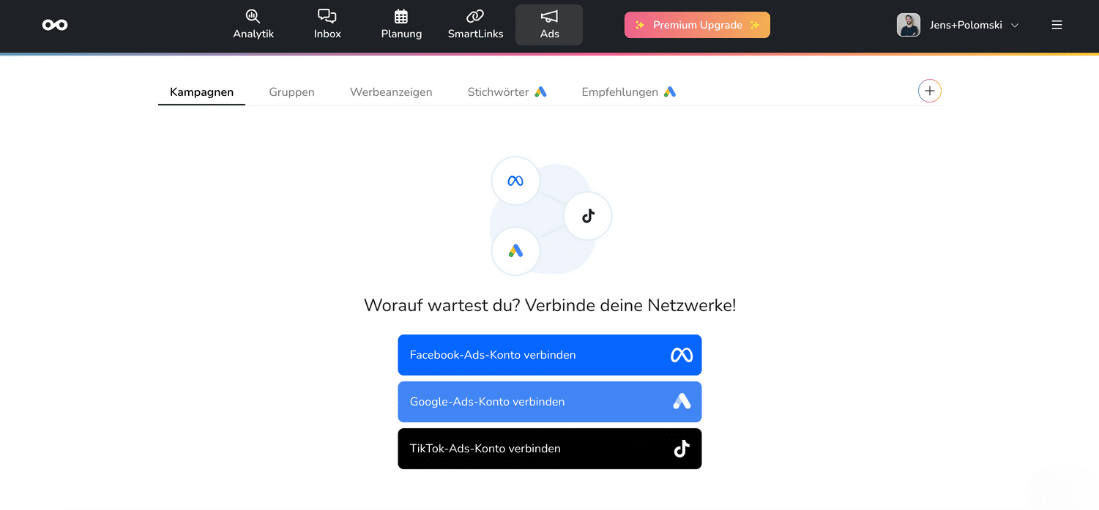 Werbefunktion von metricool