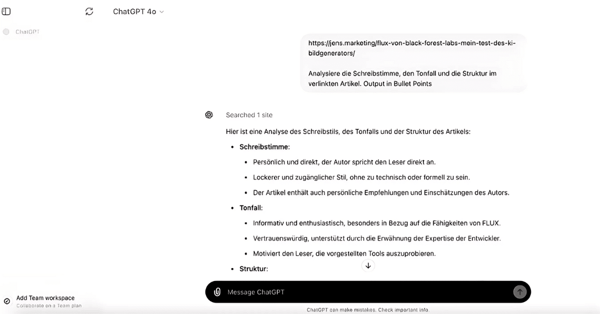 Lass ChatGPT deine Texte analysieren mit Link