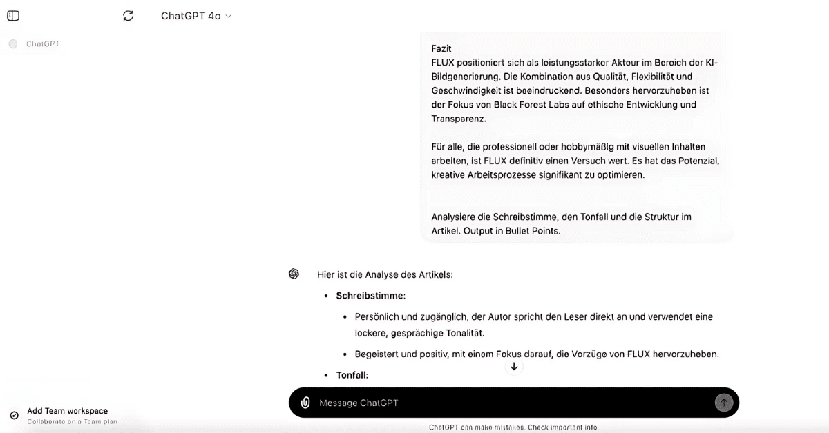 Lass ChatGPT deine Texte analysieren ohne Link.