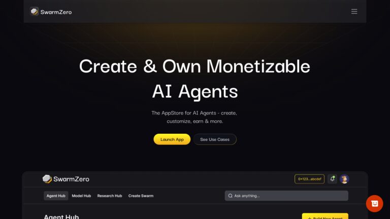 SwarmZero: Erstelle und monetarisiere KI-Agenten schnell und einfach Screenshot