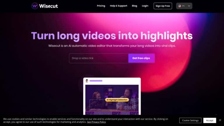 Wisecut: Verwandle lange Videos in virale Clips für Social Media Screenshot