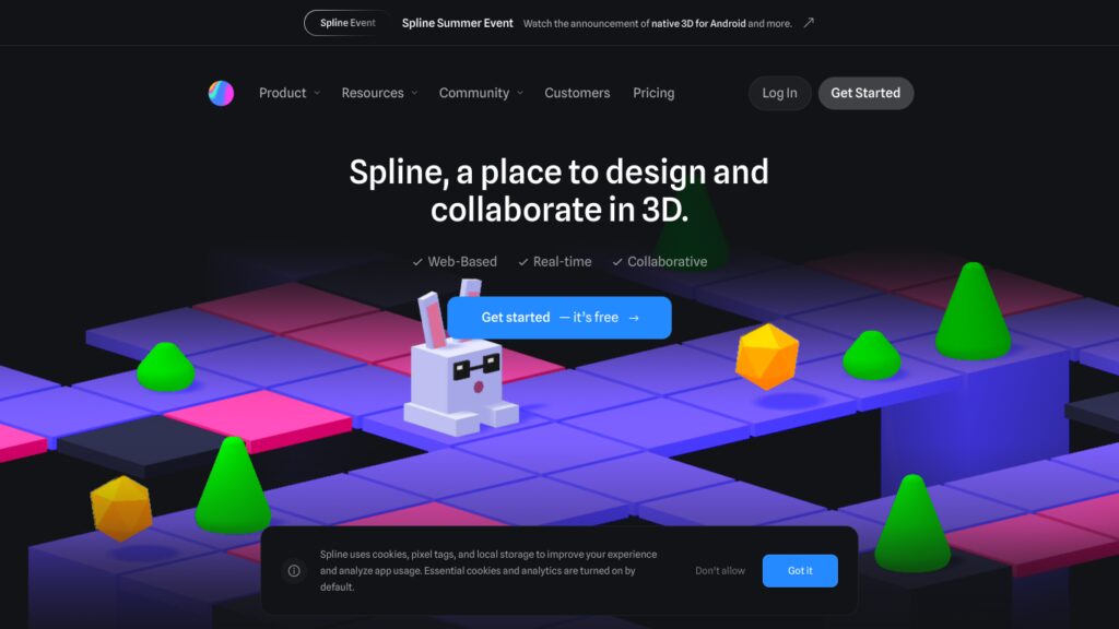 Spline: Erstelle 3D-Designs direkt im Browser mit Echtzeit-Kollaboration Screenshot