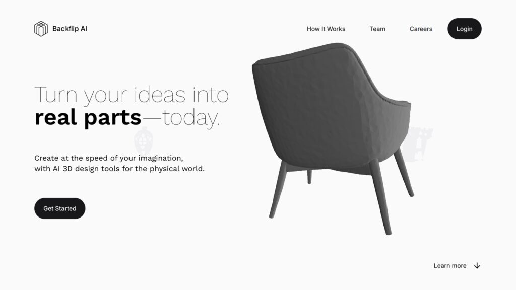 Backflip AI: Erstelle 3D-Modelle aus Text oder Foto Screenshot