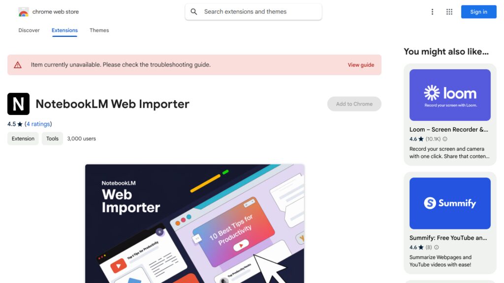 NotebookLM Web Importer: Webseiten und YouTube-Videos schnell importieren Screenshot