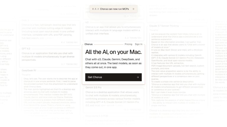 Chorus: Interagiere effizient mit KI-Modellen Screenshot