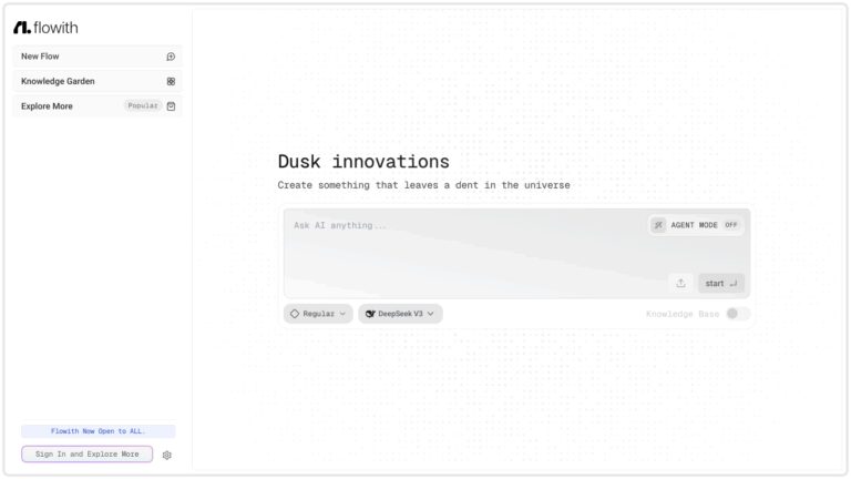 Flowith 2.0 - Kollaboriere effektiv mit AI Screenshot