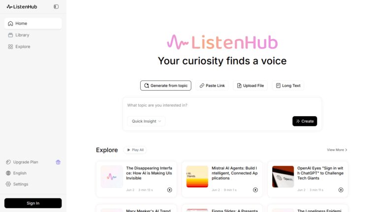 ListenHub: Erstelle personalisierte Podcasts Screenshot