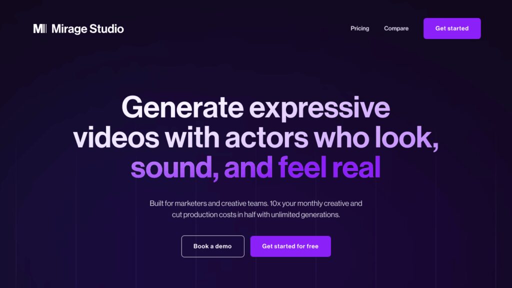 Mirage Studio: Erstelle hochwertige Videos mit digitalen Schauspielern für Marketing und Content-Erstellung. Screenshot