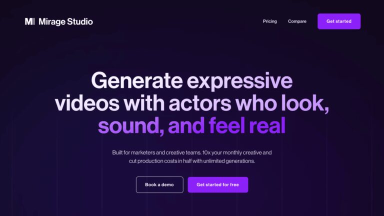 Mirage Studio: Erstelle hochwertige Videos mit digitalen Schauspielern für Marketing und Content-Erstellung. Screenshot