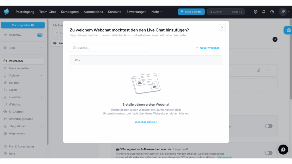 Superchat im Test: Meine Erfahrungen mit der KI-Kommunikationsplattform für WhatsApp und Co 12 Auswahl eines Webchats für den Superchat Live-Chat.