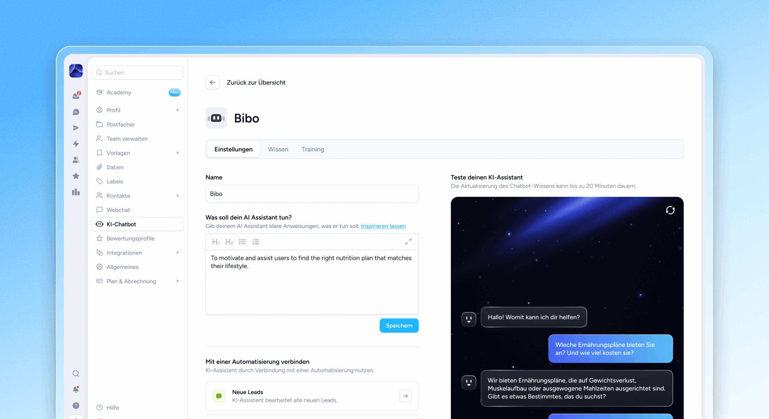 Superchat im Test: Meine Erfahrungen mit der KI-Kommunikationsplattform für WhatsApp und Co 7 Einstellungen für einen KI-Chatbot inklusive Textvorgaben und Testumgebung.