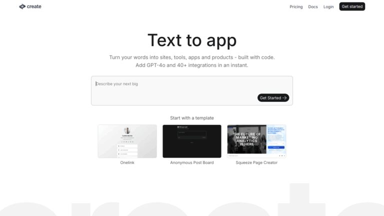 Create.xyz für einfache App-Erstellung Screenshot