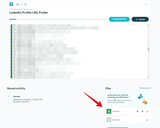 LinkedIn Profile URL Finder Ergebnisse