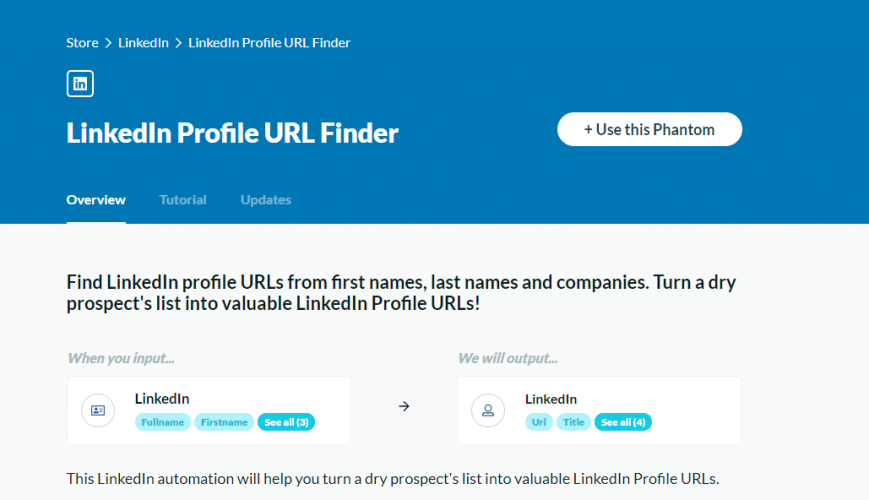 LinkedIn Profile URL Finder _ Phantombuster - Goog